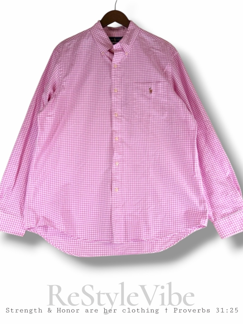 RALPH LAUREN Men’s Size XL Shirt Button Down Gingham Plaid Classic Fit